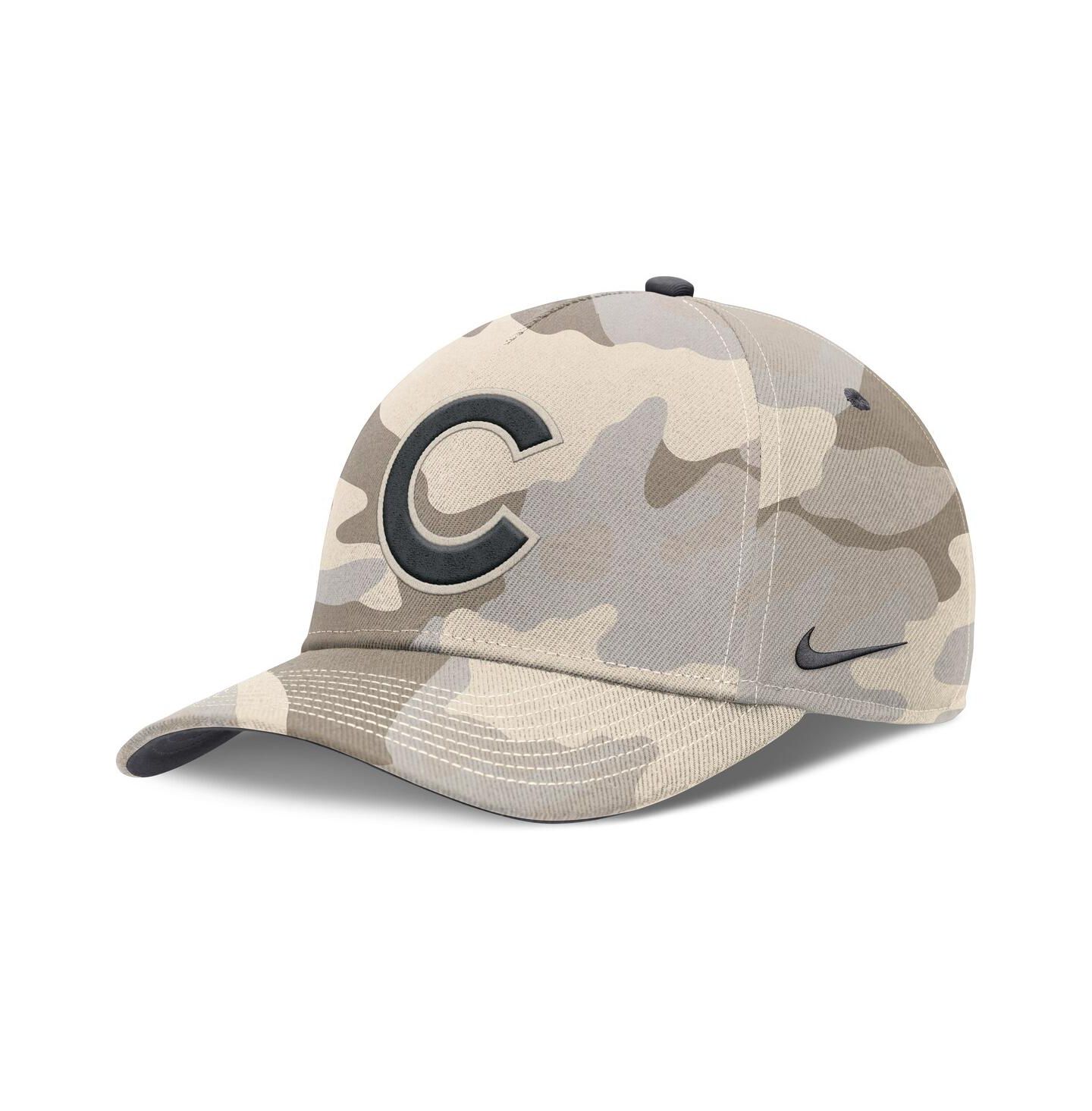 Мужские головные уборы Nike Natural Chicago Cubs Camo Pack Rise Adjustable Hat — фото 1