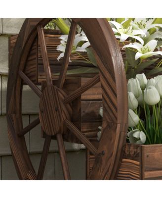 Wooden Wagon Planter Box, Decorative 3-Tier Stair Step Garden Bed