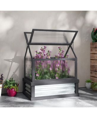 Raised Garden Bed with Wooden Cold Frame, 35.5" x 22.5" x 38.25"