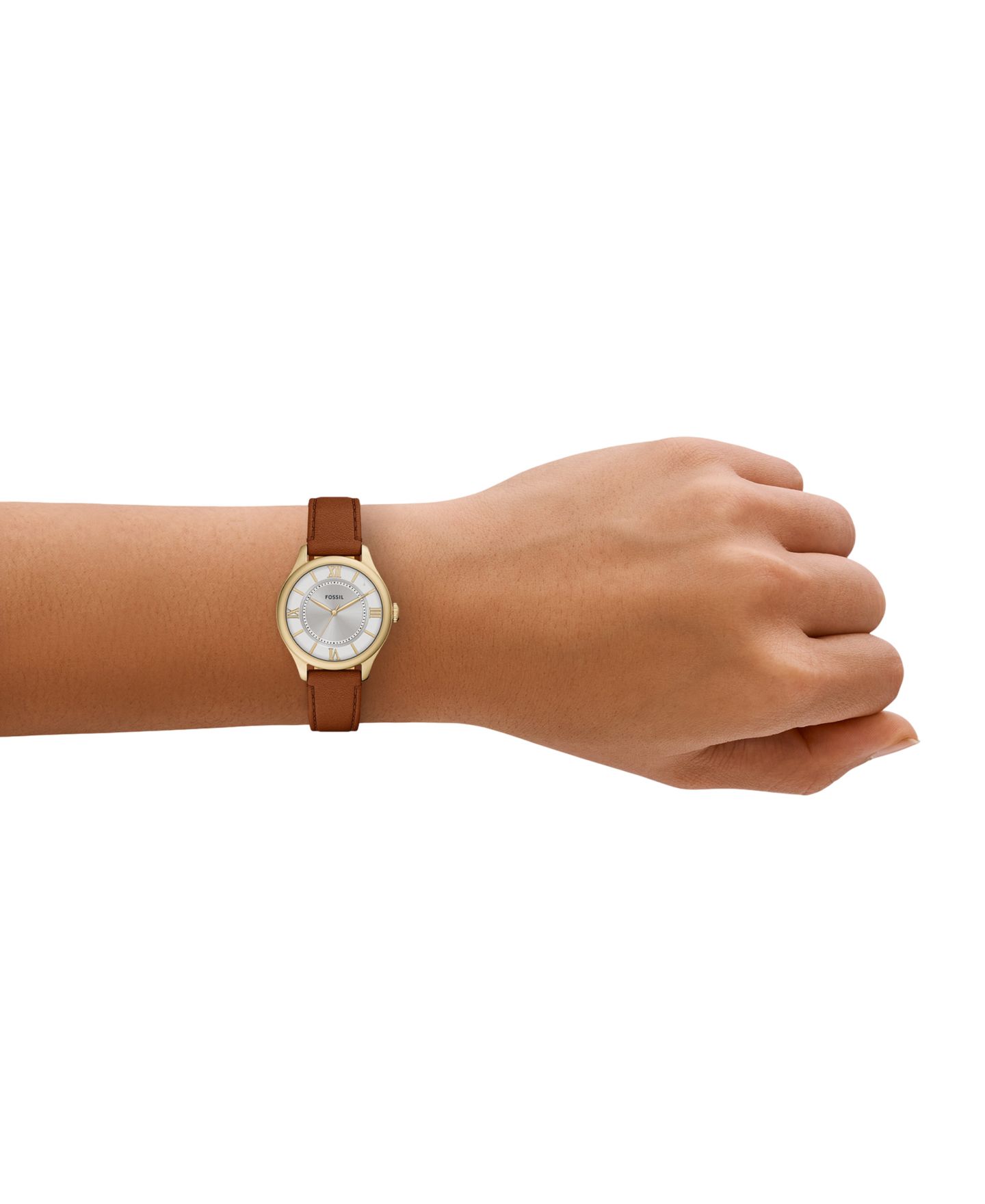 Женские часы Fossil Gilmore Three-Hand Brown Croco Leather Watch, 28mm — фото 8