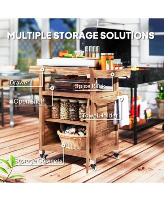 Grill Cart, Stainless Steel Top Kitchen Island with Drawer,