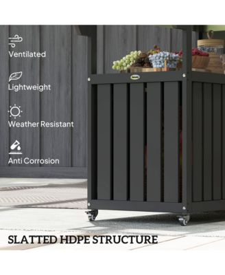 Outdoor Bar Cart with Storage, HDPE Outdoor Kitchen Cart,