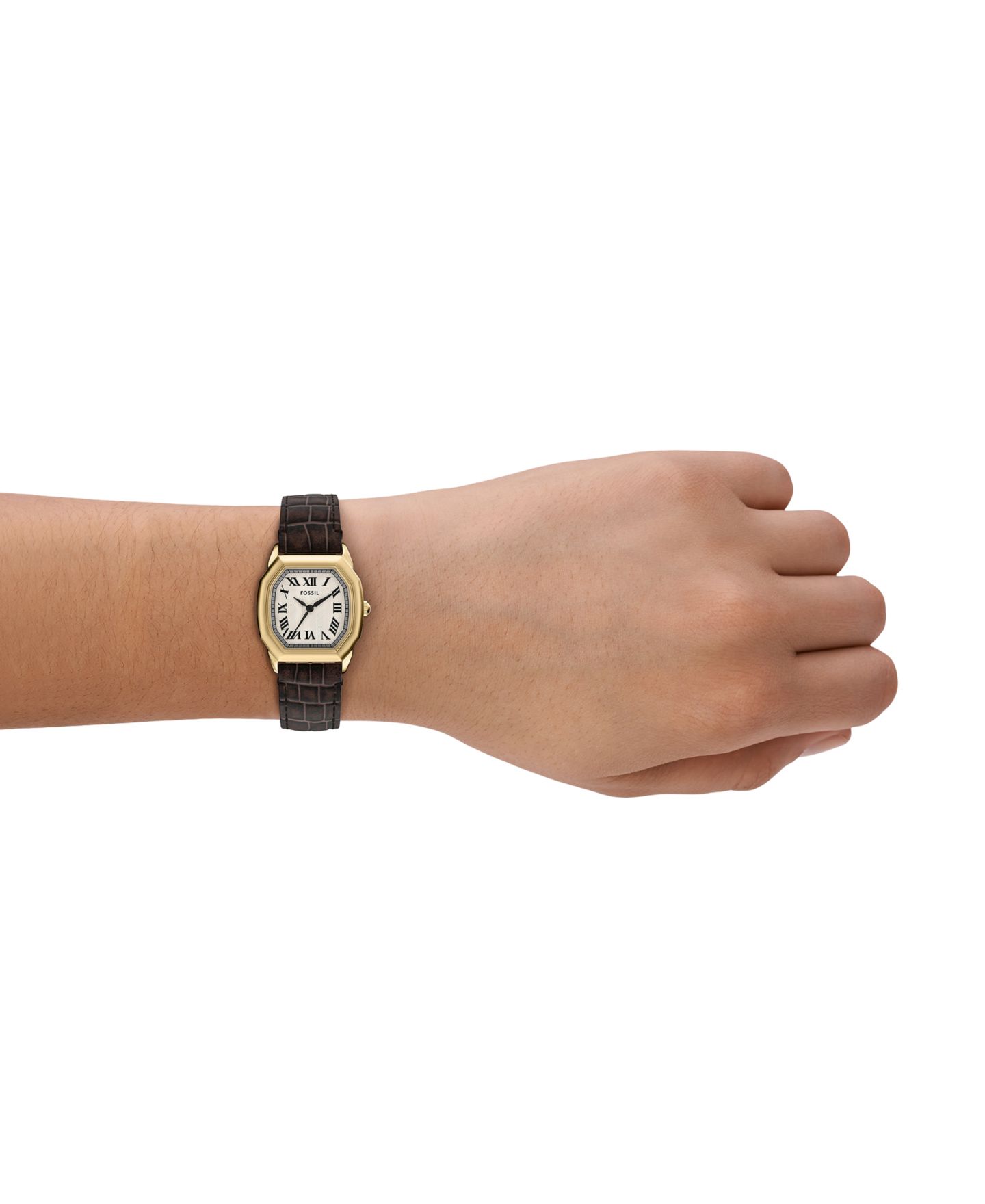 Женские часы Fossil Harlow Three-Hand Brown Croco Leather Watch, 27mm — фото 8