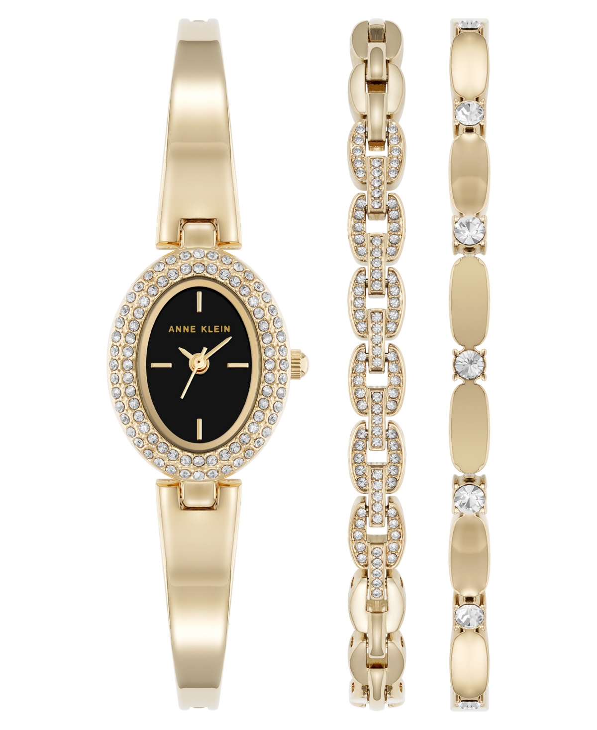 Anne Klein Women's Quartz Gold-tone Metal Alloy Bracelet Watch Set, 18mm In Multi