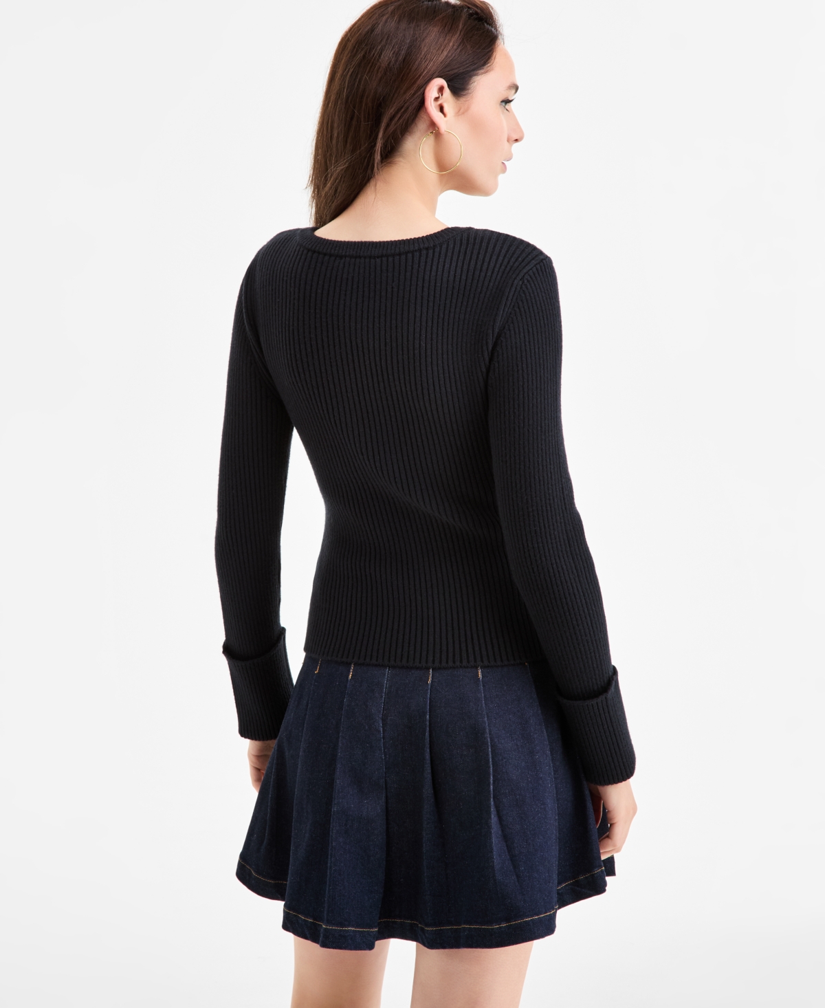 Bar Iii Women's Zip-Front Ribbed-Knit Sweater, Macy's Exclusive