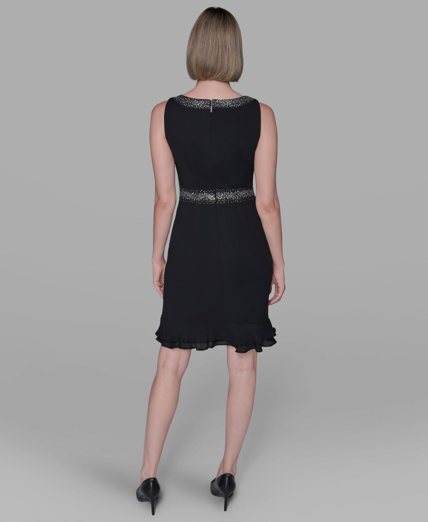 Женское платье KARL LAGERFELD PARIS Ruffled-Hem A-Line, цвет: Чёрный — фото 6