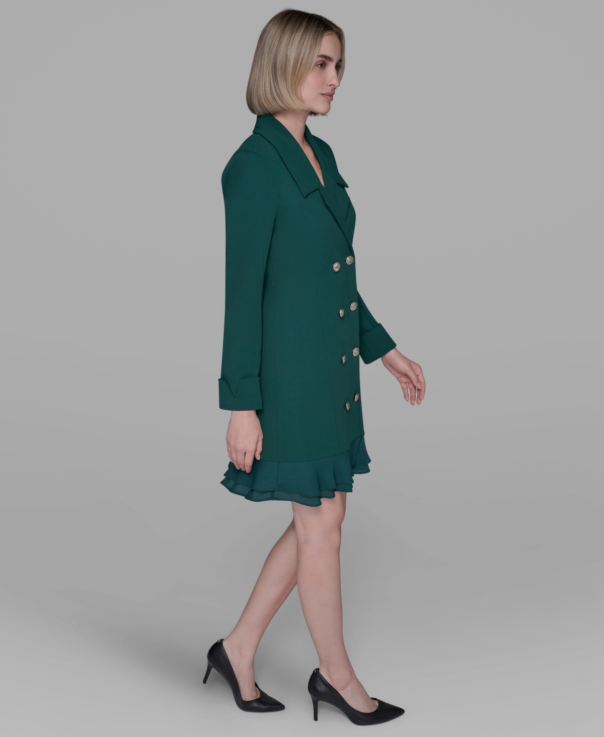 Karl Lagerfeld Women's Chiffon-hem Blazer Dress In Green