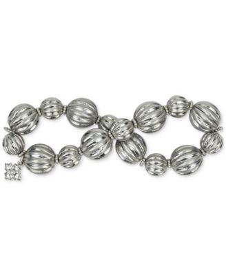 Rhodium Bead Stretch Bracelet