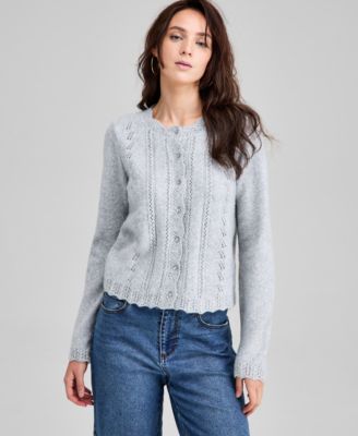 Women's Pointelle Scalloped-Edge Cardigan, Macy's Exclusive 