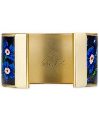 Eletta Floral Leather Gold-Tone Cuff Bracelet