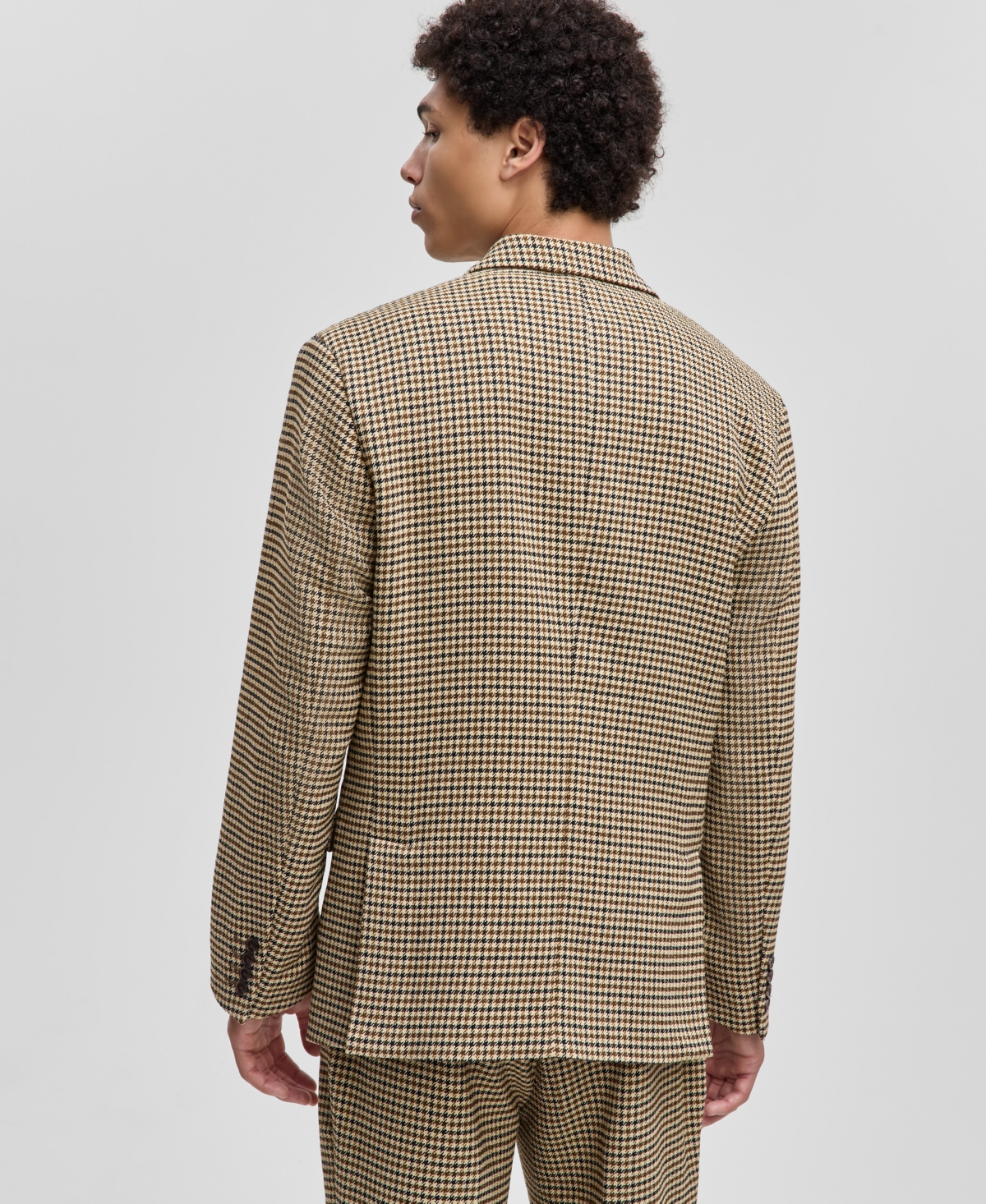 Mode Of One Men's Relaxed-fit Houndstooth Blazer, Macy's Exclusive In Brown