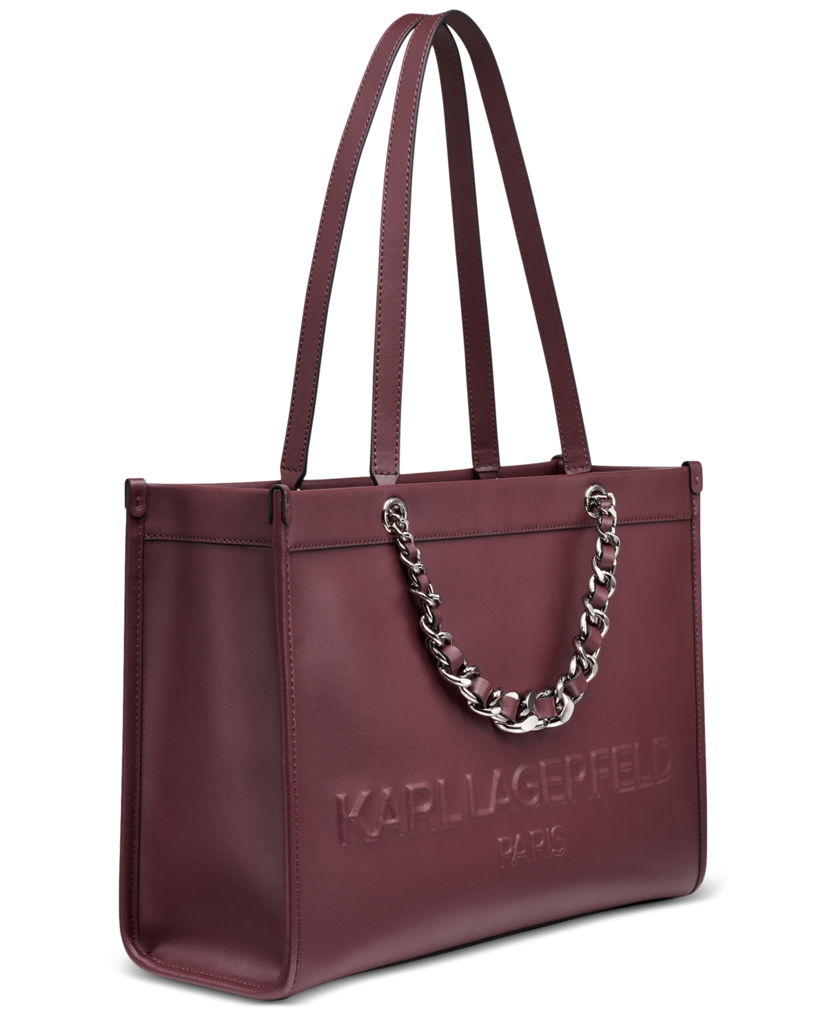 Karl Lagerfeld Savoie Large Leather Tote Bag In Burgundy