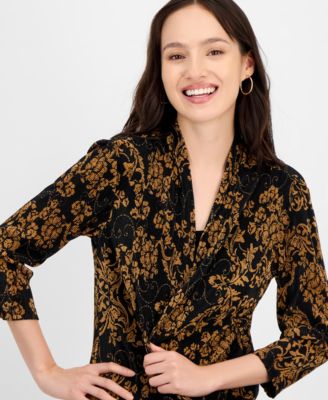 Petite Bodre 3/4-Sleeve Twofer Jacket Dress