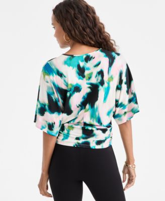 Petite Watercolor-Print Dolman-Sleeve Top, Macy's Exclusive
