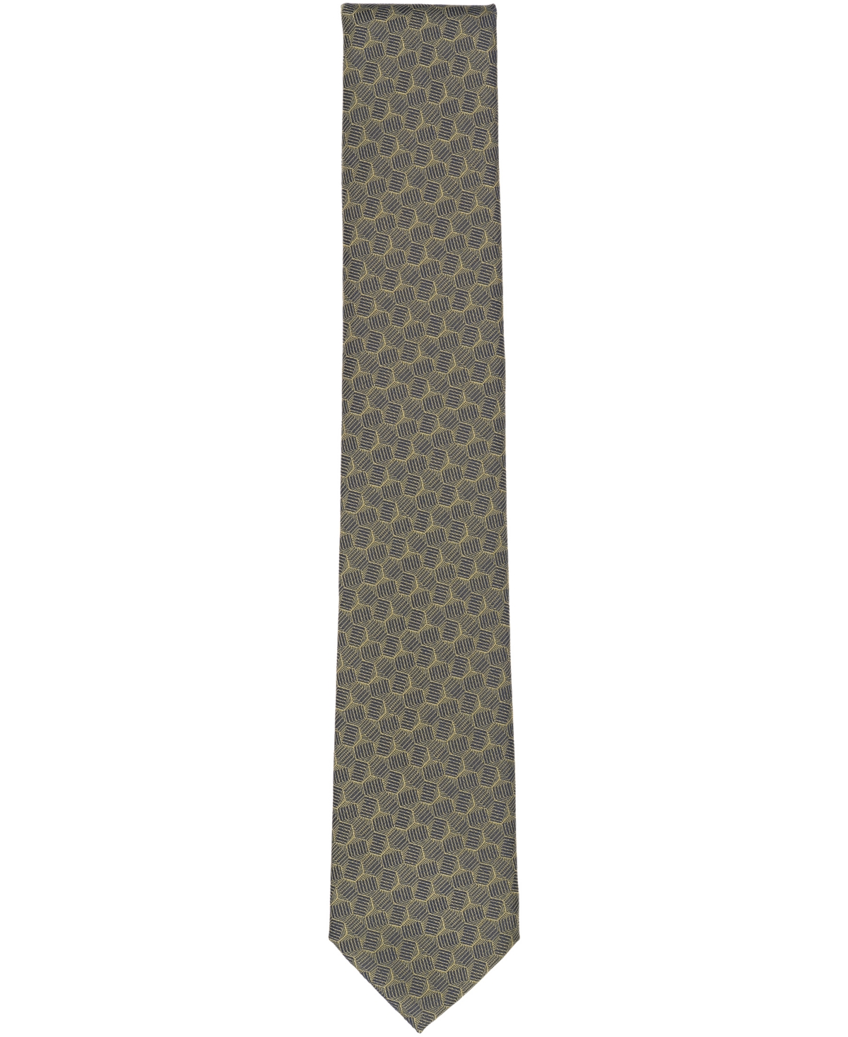 Alfani Men's Marigold Geo-pattern Tie, Macy's Exclusive In Green