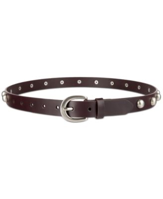 Skinny Studded Casual Leather Belt