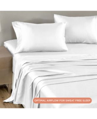 NIGHT Satin Washable Flat Sheet, White, King