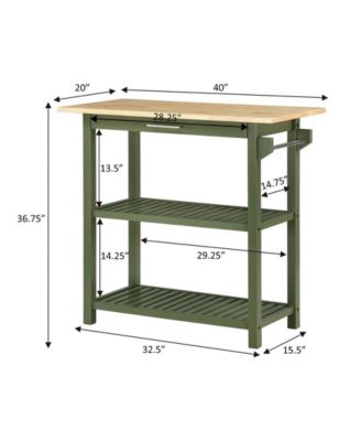 40" Rubberwood Designs2Go 3-Tier Butcher Block Kitchen Prep Island with Drawer