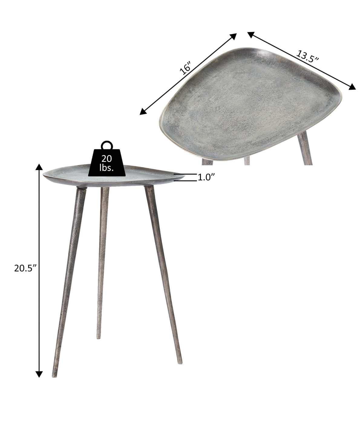 Convenience Concepts 20.5" Bali Metal Tall End Table In Silver