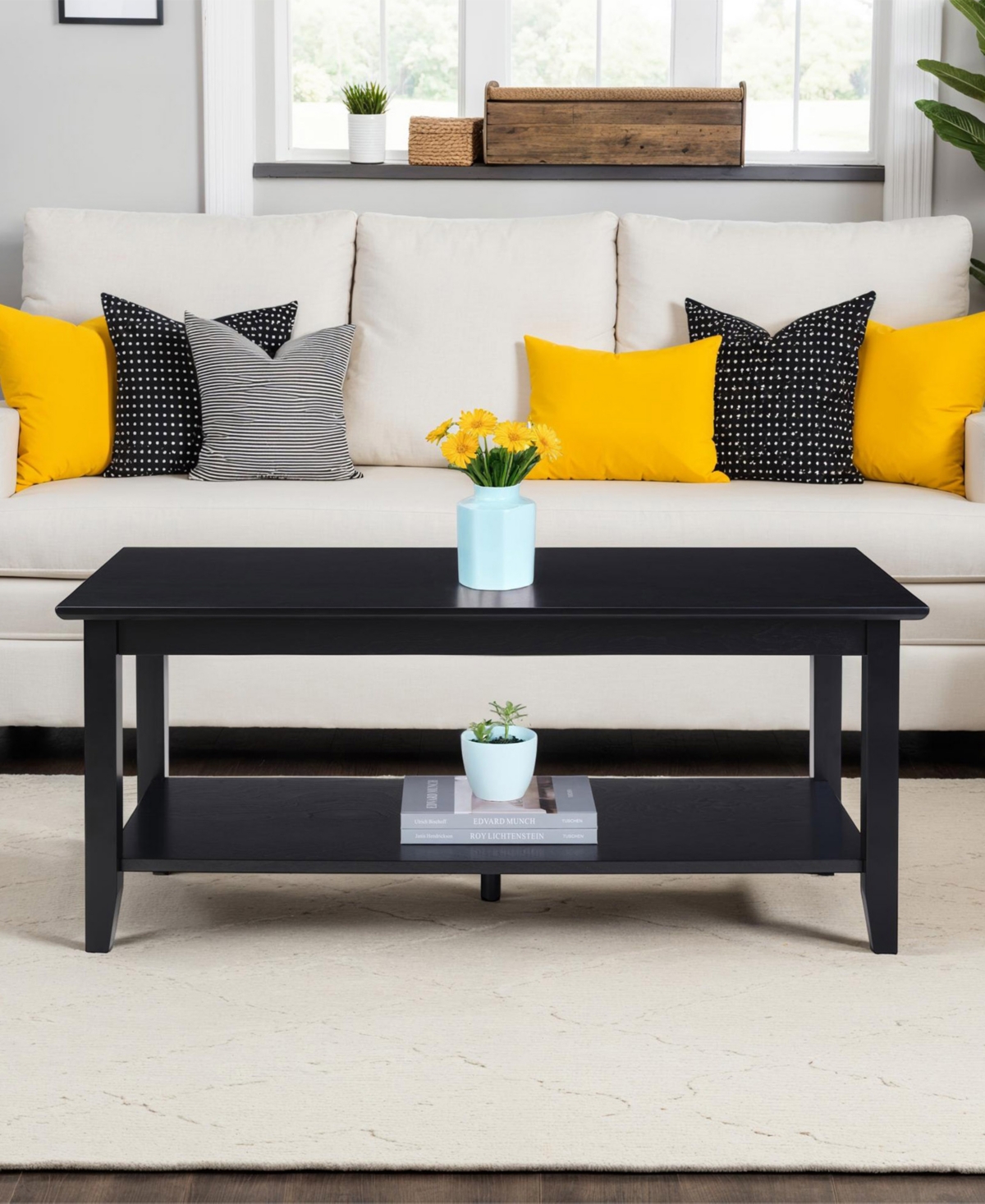 Convenience Concepts 20" Wood American Heritage Rectangle Coffee Table In Black