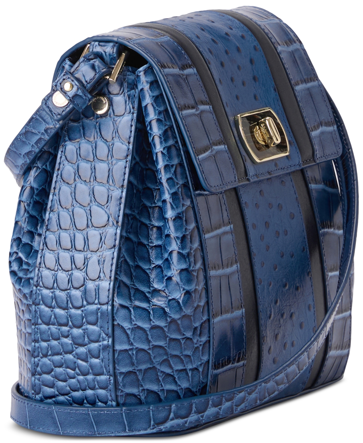 Brahmin Margo Croc Embossed Leather Crossbody Bag In Blue
