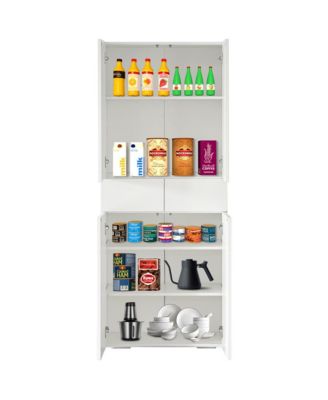 Multi-Functional Kitchen Pantry Cabinet 66-Inch with 4 Doors, Adjustable Shelves and Drawer for Freestanding Storage