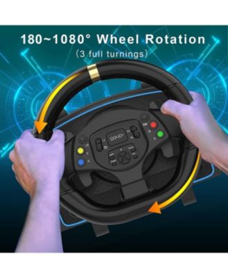 Gaming Racing Wheel with Pedals, 1080&deg; Rotation, Shifter & Paddle Shifters – Compatible with PC, PS4, Xbox One/Series X|S, Switch – Dual Vibration