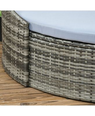 Rat Patio Furniture Set with Chairs Table 4 Piece, Light