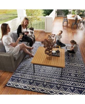 Outdoor Rug, 8' x 10' Plastic Straw, Geometric