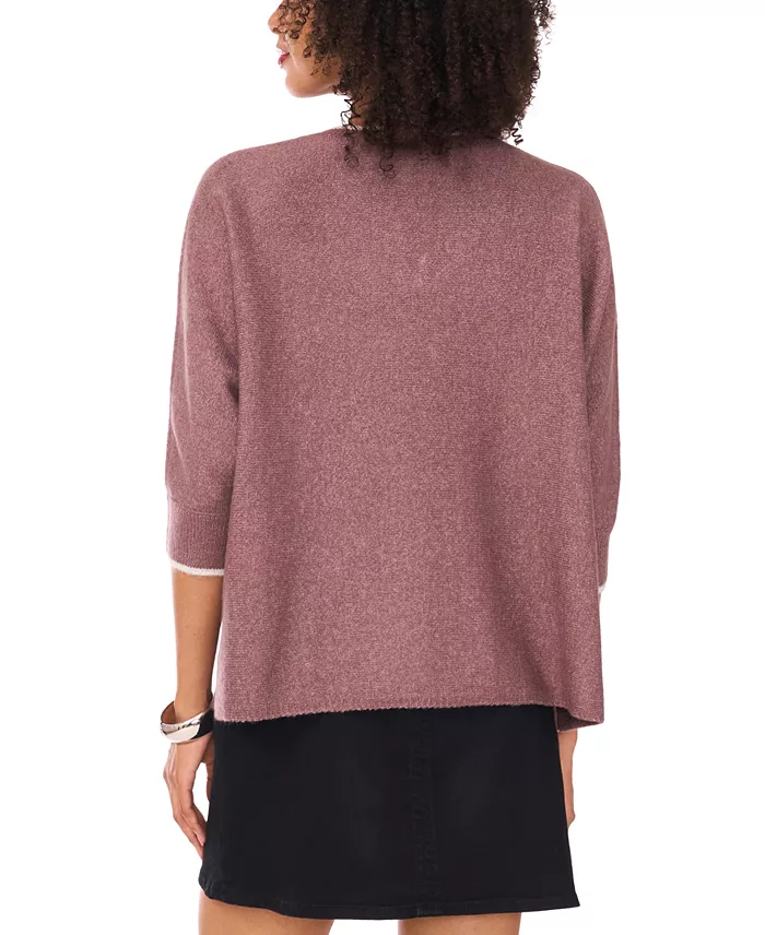 Women's Cozy V-Neck Tipped 3/4-Sleeve Sweater - thumbnail 8