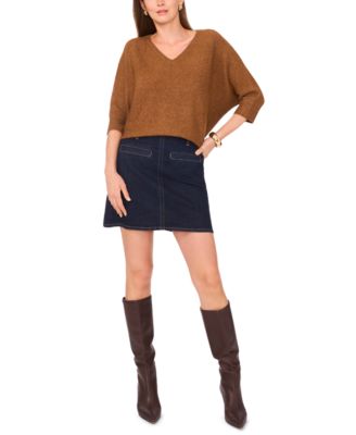 Women's Cozy V-Neck Dolman 3/4-Sleeve Sweater