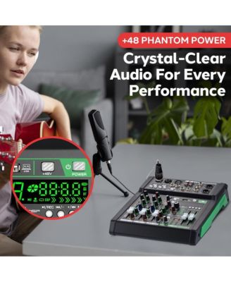 6-Ch. Audio Sound Mixer - Bluetooth Studio Mixer - DJ Controller Audio Mixing Console