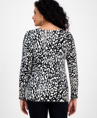 Women's Printed Crewneck Sweater, Macy's Exclusive 
