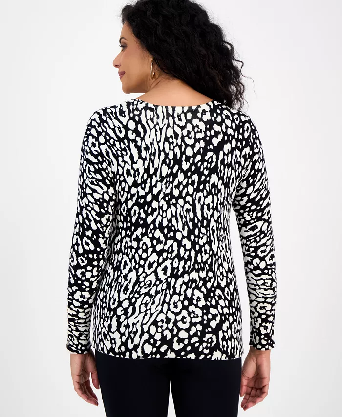 Women's Printed Crewneck Sweater - thumbnail 2