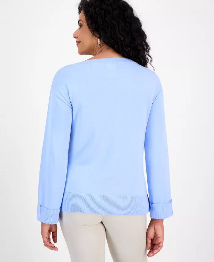 Women's Split-Hem Boat-Neck Sweater - thumbnail 2