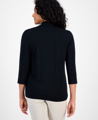Women's Mock-Neck 3/4-Sleeve Top, Macy's Exclusive