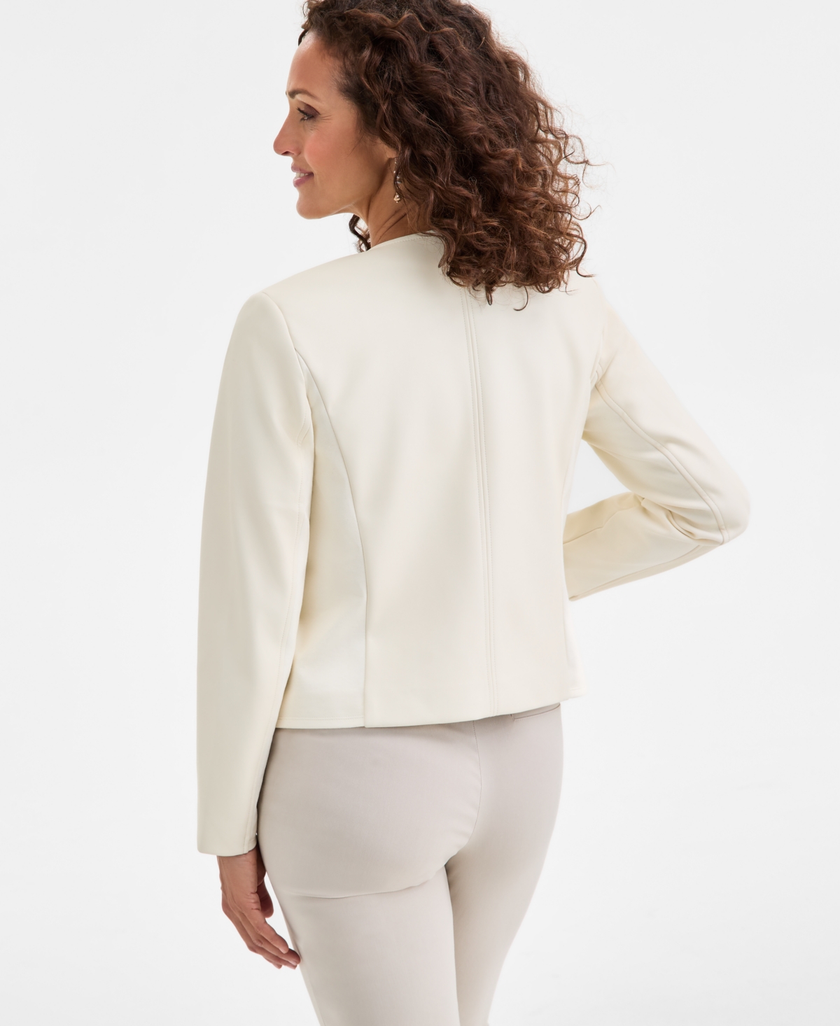 Jm Collection Women's Faux-leather Jacket, Macy's Exclusive In Neutral