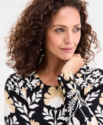 Women's Printed Crewneck Sweater, Macy's Exclusive 