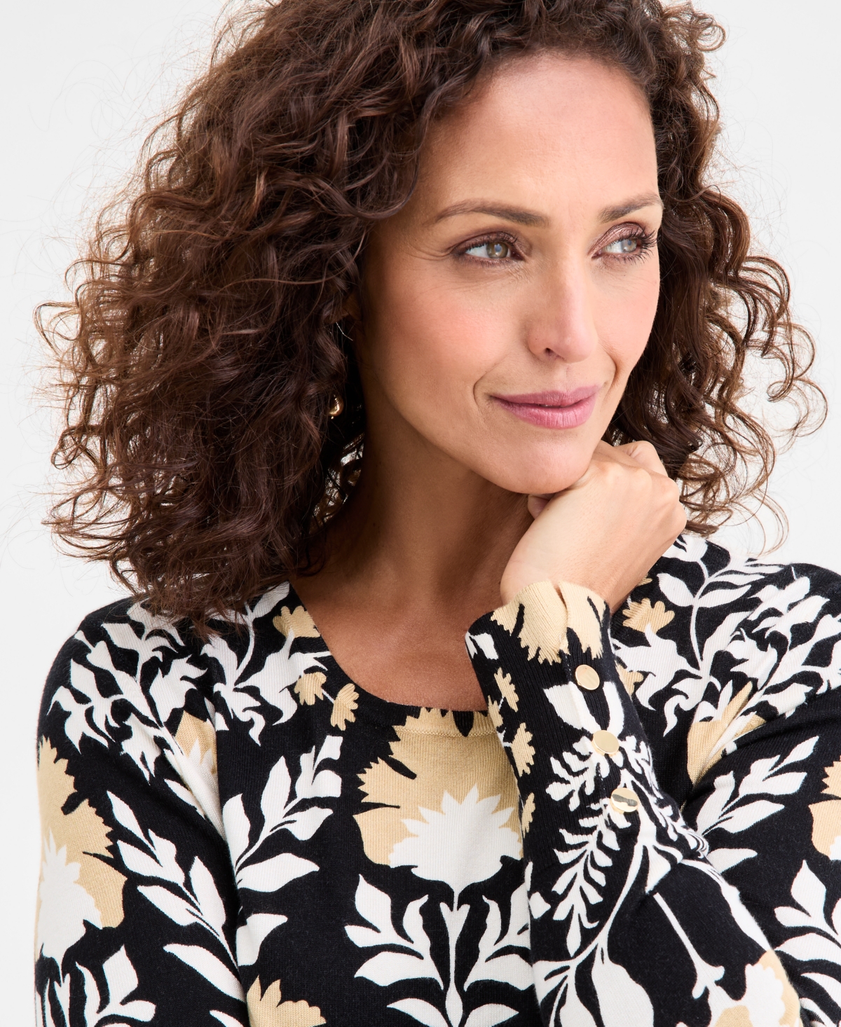 Jm Collection Women's Printed Crewneck Sweater, Macy's Exclusive In Multi