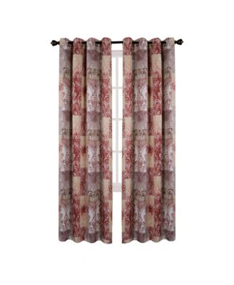 Traditional Designs 2 Pack Atlanta Scroll Grommet Top Curtain Panels - 84 in. Long - Marsala