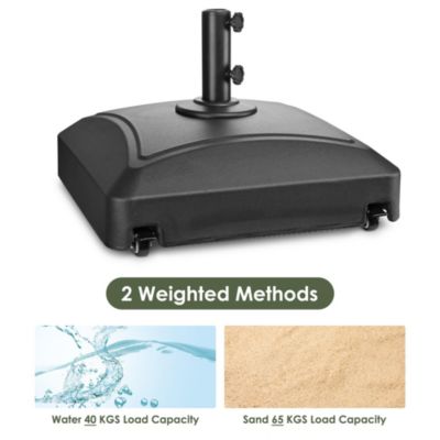 13ft XL Heavy Duty Solid Wood Outdoor Patio Umbrella with Base Parasol Wheels Stand for Bistro Market Table Garden Deck Yard Poolside Red