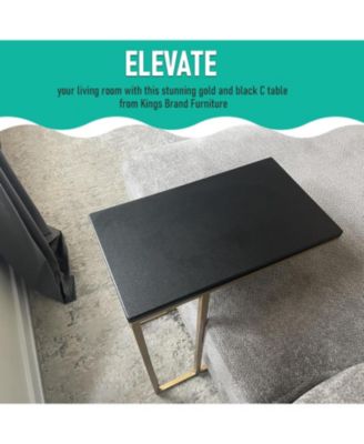 C-Shaped End Table Side Table for Sofa and Bed Couch Table TV Tray for Bedroom and Living Room (Gold/Black)