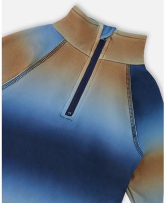 Boy Two-Piece Thermal Underwear Set Blue and Beige Gradient - Toddler|Child