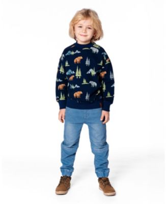 Boy Pullover Fleece Sweatshirt Navy Animal Print - Toddler|Child