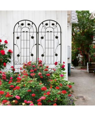 2 Pack Metal Garden Trellis 86.7" Black