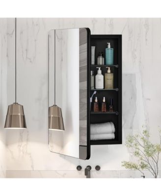 Mirror Medicine Cabinet with Adjustable Interior Shelves for Bathroom Organization