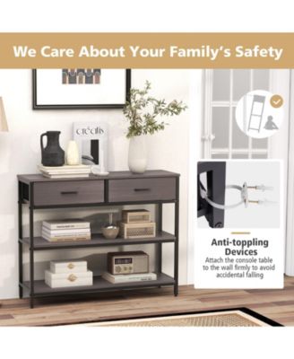 Console Table with Folding Fabric Drawers for Entryway