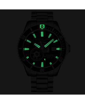 1013 Men s Automatic Watch Swiss Movement Black Dial Black Bezel Stainless Steel Case and Bracelet 200M Water Resistant Diver Date Window