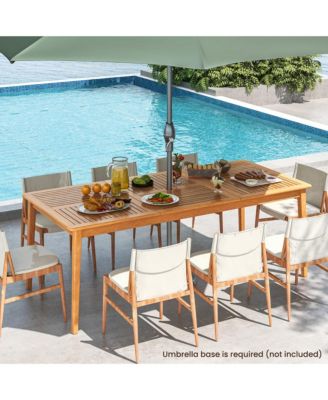 8-Person Outdoor Acacia Wood Dining Table w/ 1.96'' Umbrella Hole Rectangular