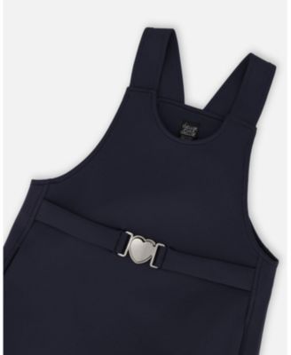 Girl Milano Jumper Dress Navy Blue with Buckle Detail - Child
